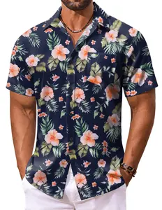 COOFANDY Men's Hawaiian Shirt Short Sleeve Floral Button Down Shirts Tropical Vacation Beach Shirts with Pocket