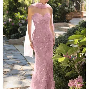 Embroidered floral gown