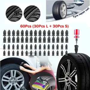 60 Pcs Tire Repair Screws Plug Kit with , Self-service Tire Repair Vacuum Rubber Nails for Car/Motorcycle/Truck/Tractor, Fast Puncture Repair Supplies