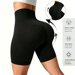 Women's Seamless Lifting & Shaping Gym Sports Shorts Black Summer.High Waist Yoga Sports Shorts Outdoor Gym Running Workout Bottoms Breathable High Stretch Cycling Pants waist yoga short
