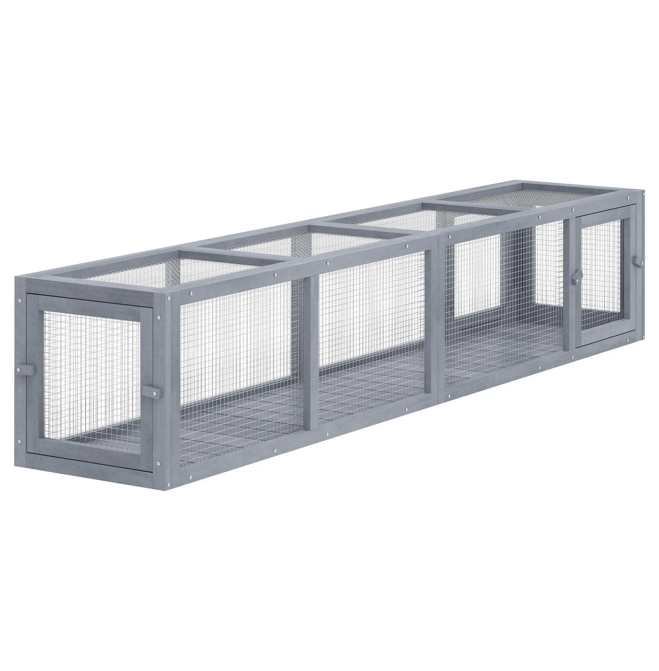 Dark Gray Expandable Cat Run & Catio - 79" Wire Mesh Cat Tunnel, 78.7L x 15W x 15H, Weather Protection, 4 Entrances, Linkable Design, 10 lbs Capacity, Indoor & Outdoor Use, Four Entrances