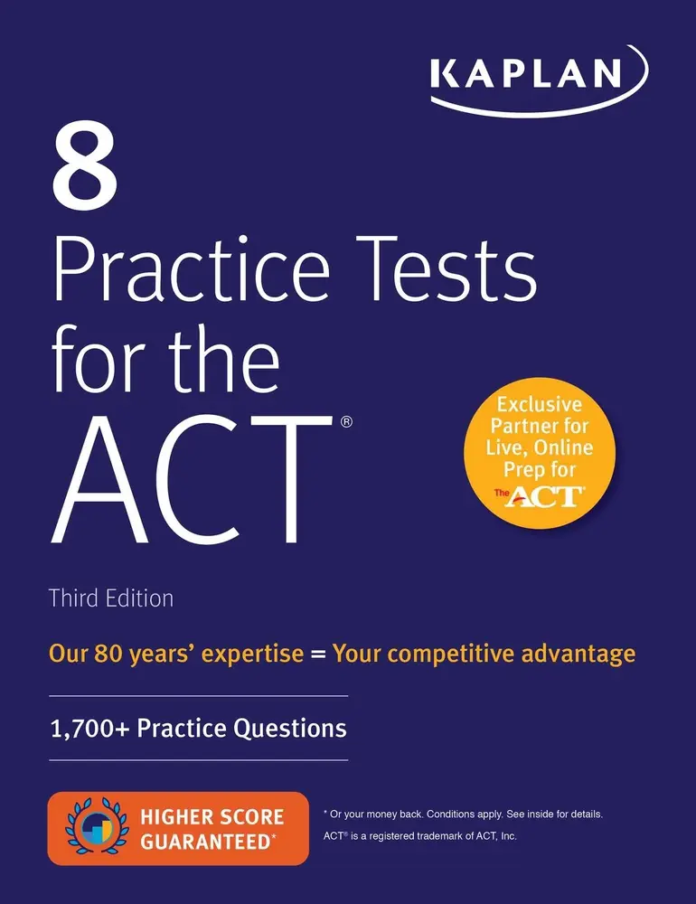 USED Book - 8 Practice Tests for the Act: 1,700+ Practice Questions by Kaplan Test Prep (Paperback) - english