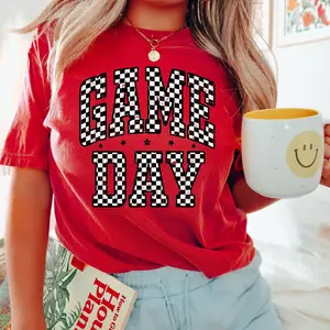 Game Shirt, Football Shirt, Red and Black, Women's Football, Preppy Football, Football Mom, Cute Football Shirt