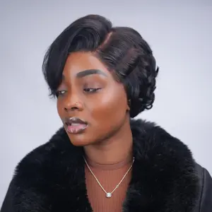 Dultev Short Pixie Cut Glueless Wigs for Women 13x6 lace front Layered Luxury Beauty Curly HD Human Hair Wig