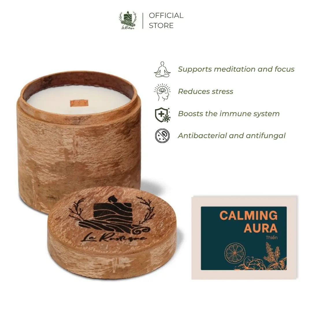 CALMING AURA – Vietnam Handcrafted Soy Wax – Meditation Aromatherapy Ritual – Warm Herbal Spice – Le Rustique