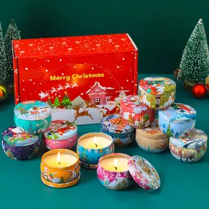 12-pack Christmas scented candle gift box, soy wax Christmas candles, long burning time, suitable for Christmas gifts, Christmas decorations, home decoration, yoga
