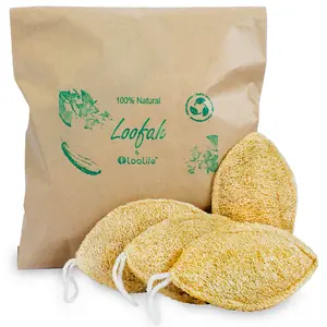 Natural Loofah Exfoliating Sponge (4 Pack) - Loofa Exfoliating Body Scrubber - Biodegradable Organic Loofah Sponge - Shower Luffa Sponges - Shower Lufa - Estropajos para el Cuerpo