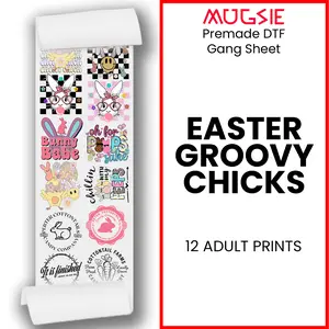 Easter Groovy Chicks Direct-to-Film DTF Transfer Gang Sheets - 22x60