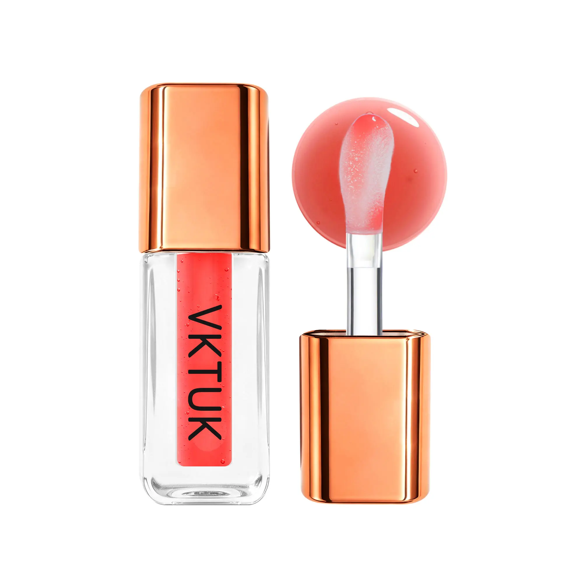 VKTUK Fruity Hydrating Lip Oil Moisturizing Pure Oil Lip Care, Non-Sticky High Shine with Oversized Applicator, Works with Lip Liner, Daily Lip Moisturizer for Dry Chapped Lips