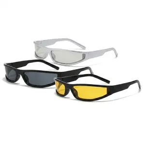 3 Pack TikTok Viral Y2K Futuristic Cyberpunk Sunglasses for Women Men, Trendy Sporty Wrap Around Shield Sun Glasses, Retro Rave Festival Eyewear UV400, Fashion Chrome Mirror Lens Rectangle Shades, Aesthetic Streetwear Accessory