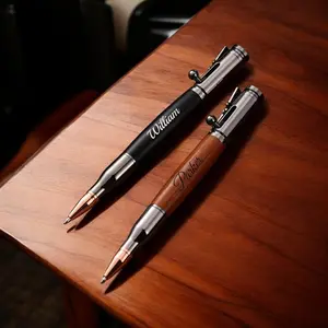 Personalized Pens BOLT ACTION PEN Custom Engraved Groomsmen Fathers Day Gift for Him Dad Boyfriend Men Son Teacher Graduation Brass Birthday