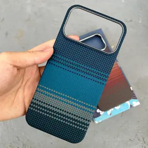 Luxury Real Kevlar Carbon Fiber UltraThin Case for IPhone 17 ProMax Aramid Fiber Hidden Magnetic Wireless Charging Protect Cover