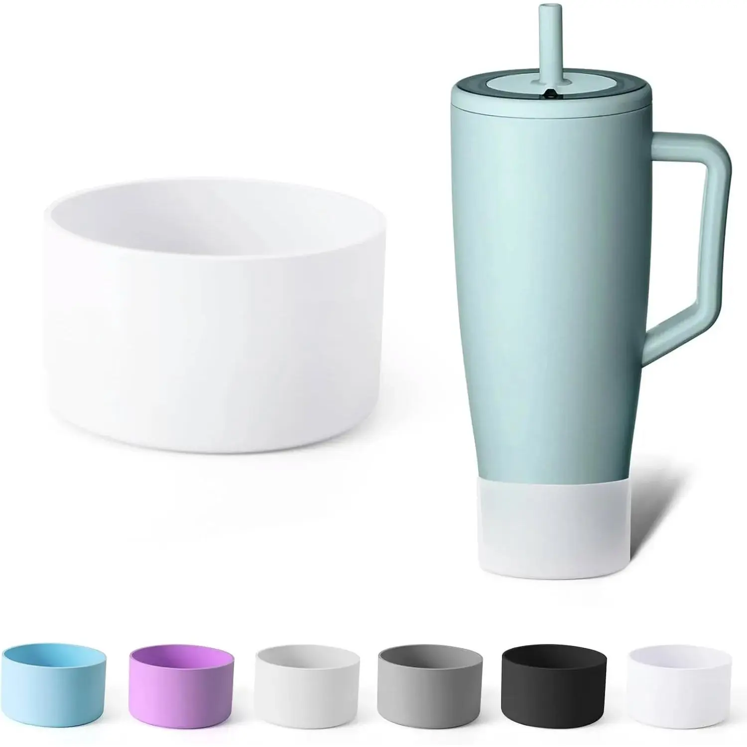 Transparent Silicone Boot Compatible with 40 oz Era Cup, Elastic Anti-Slip Protective Bottom Cover for Dent & Scratch Prevention, Compatibility, No, Durable, Silicone Rubber, Anti-Slip Base, Bottle Protection