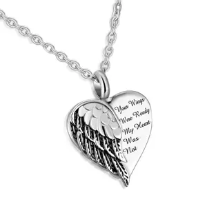 316L Stainless Steel "Your Wings Were Ready/God Has You" Cremation Urn Pendant Necklace