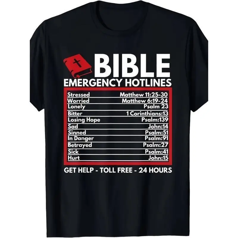 Tee Bible Emergency Numbers - Funny Christian Bible & Jesus T-Shirt-