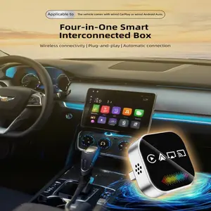 2026 Upgraded Wireless Carplay Adapter, 4-in-1 Wireless CarPlay Adapter for Android & iPhone  CarPlay + Screen Mirroring, AirPlay Mirror & Android Mirror, Mini USB with Type-C Plug & Play