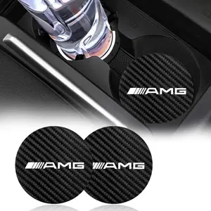 2pcs Fashion Coaster Anti-Noise Water Cup Mat Cushion, Compatible with Mercedes Benz Amg Models, Durable & Stylish Car Accessories