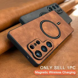 Phone Case - Premium Synthetic PU Leather Magnetic Wireless Charging Case Designed for Samsung Galaxy S26, S25, S24, S23 Ultra Plus, S25Ultra, And S26Ultra, Offering Business Camera Protection with a Soft Bumper And Shockproof Design Cover