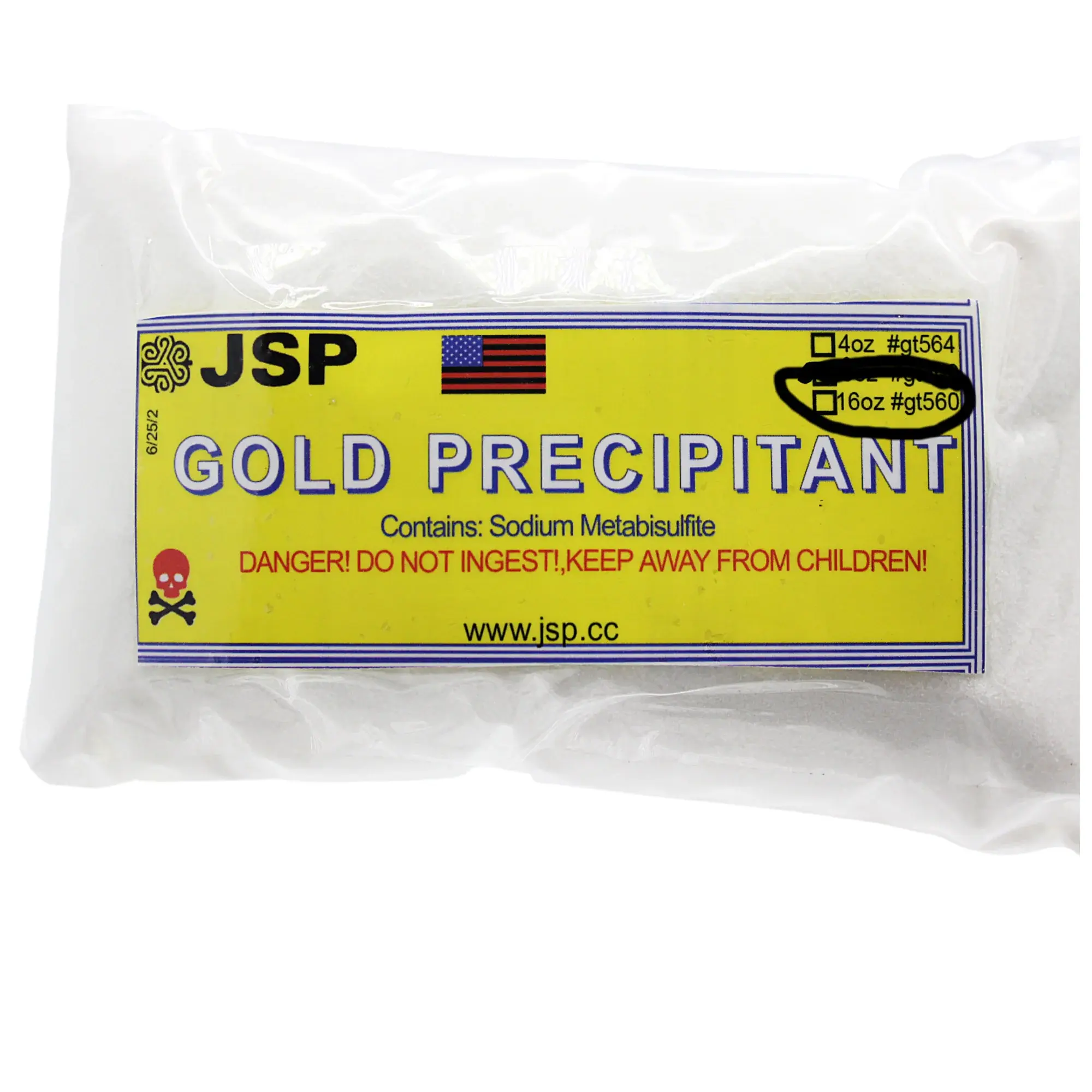 JSP 99% Pure Sodium Metabisulfite (SMB Pyrosulfite) Gold Precipitant, 16 oz Water-Compatible for Gold Refining with Aqua Regia Metals, DIY Beading & Jewelry Making Supply