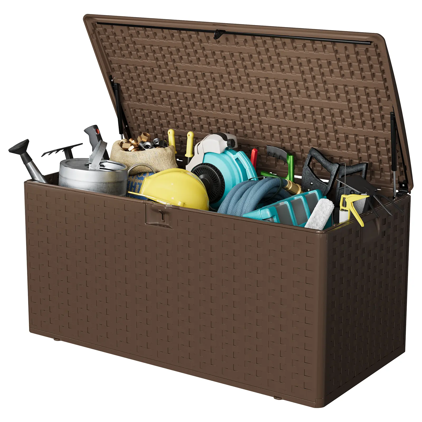 Weatherproof Resin Outdoor Storage Chest – Patio, Garden & Deck Organizer with Lid, Durable Wicker Style