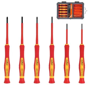 HORUSDY 1000V 6-Piece Mini Insulated Screwdriver Set, Magnetic Tip Mini Electrician Screwdriver Set Slotted(1.8mm,2.0mm2.5mm,3.0mm), Phillips: (PH00, PH0) phillips