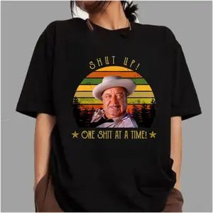 Movie Shirt ,Shut Up! One Shit At A Time Shirt, Smokey And The Bandit Movie T-Shirt, Casual Short Sleeve T-Shirt for Men and Women Menswear Unisex Tops funny streetwear business Grey Sport
