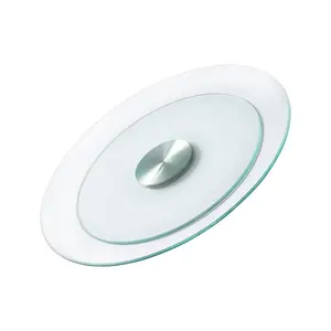 Summervibes VEVOR 20 in Glass Lazy Susan Turntable, 360 Rotation Round Clear Tabletop Rotating Tray, Tempered Glass Dining Table Centerpiece, Smooth and Silent Spin, for Family Gatherings, Banquets Weddings