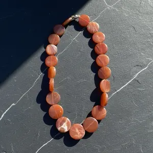 Vintage Large African Carnelian Coin Agate Beads
