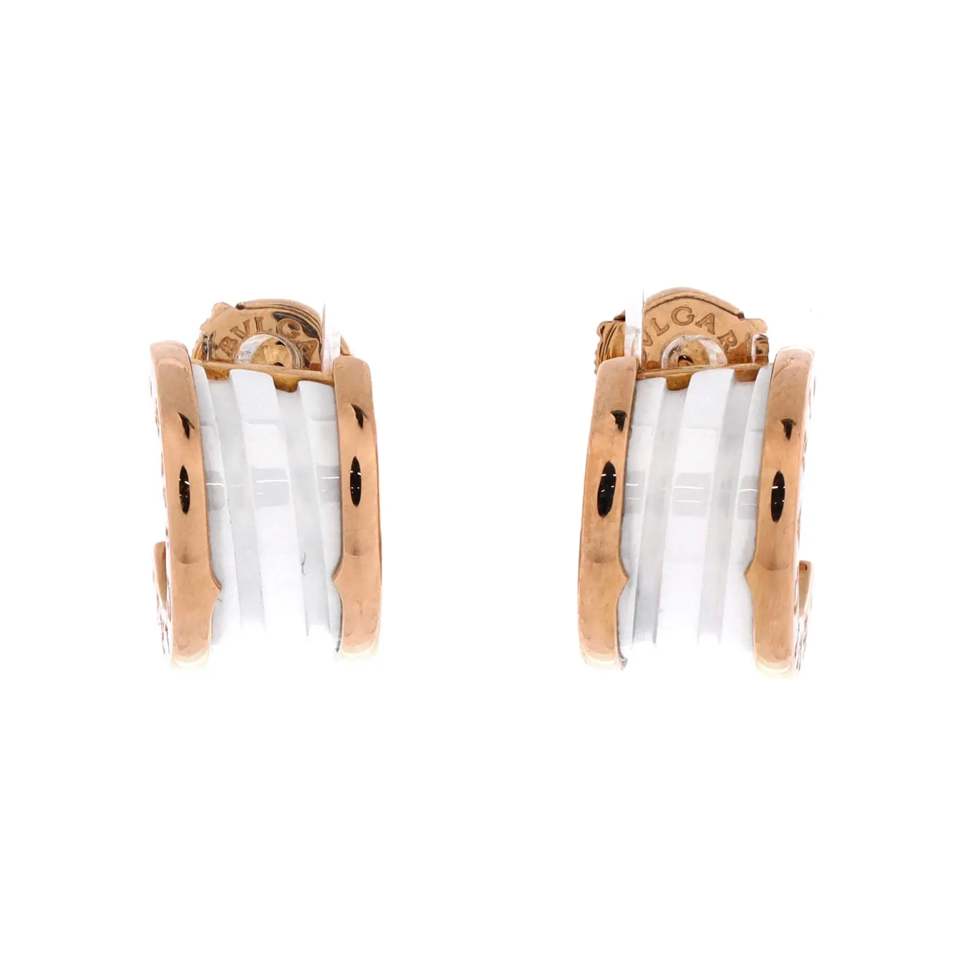 Pre-owned Bvlgari B.Zero1 Hoop Earrings 18K Rose Gold and Ceramic by Rebag