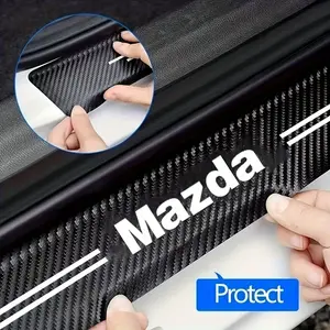 Mazda Car Door Threshold Protector Set, Welcome Mat, Interior Vehicle Decor Pad, Durable Fiber Guard Strip, Scratch-Resistant, Modern Car Accessories