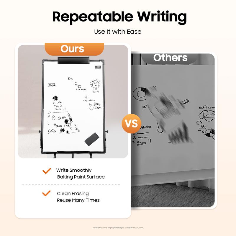 CNCEST Tripod Whiteboard Easel Adjustable Height 38-62" Magnetic Surface Dry Erase Board with 6 Magnets & Pen Tray for Classroom/Office