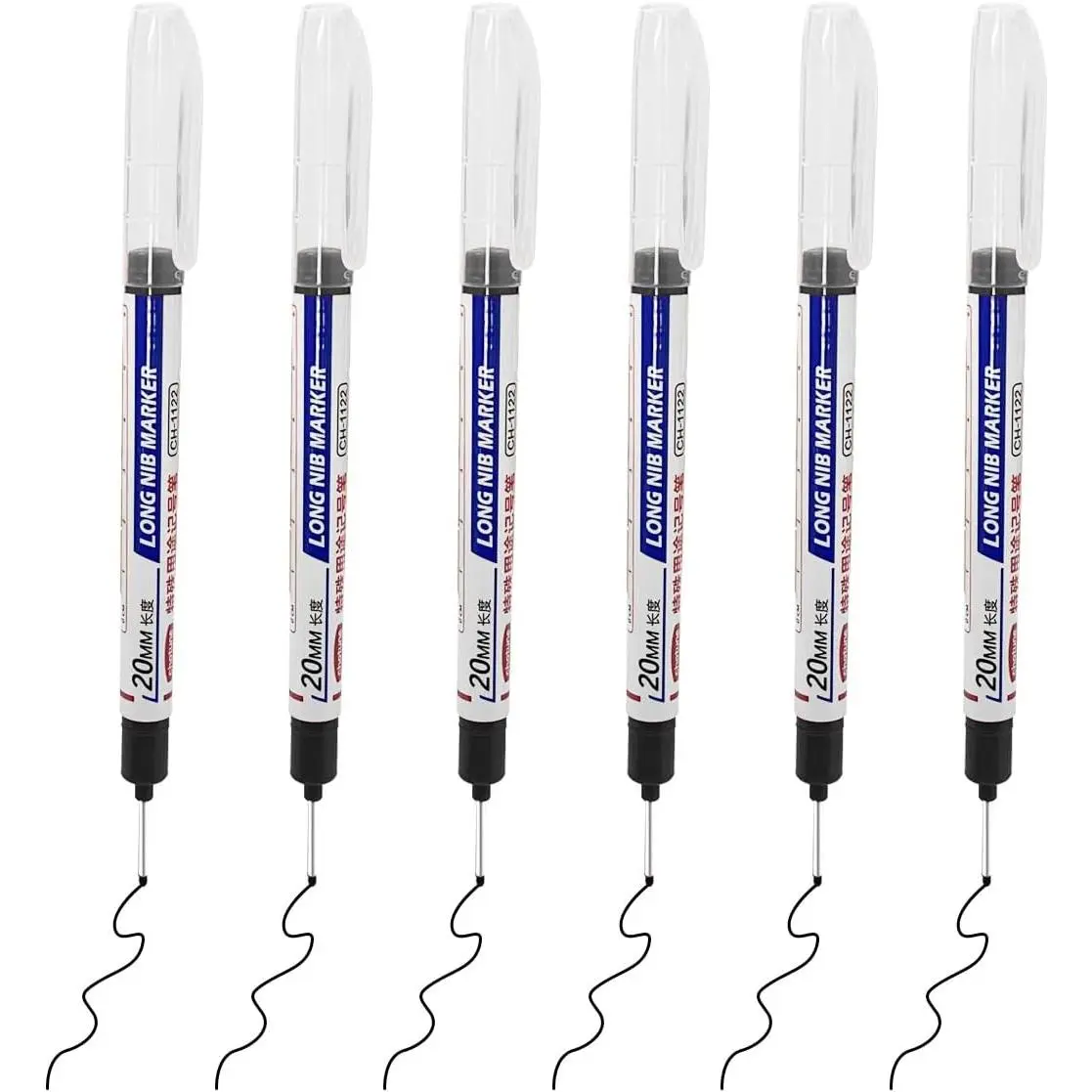 6 count Deep Hole Marker Pens, Construction Markers Marking Tool, Permanent Markers Carpenter Ink Marker Pens for Carpenters Builders Decoration Construction(red )