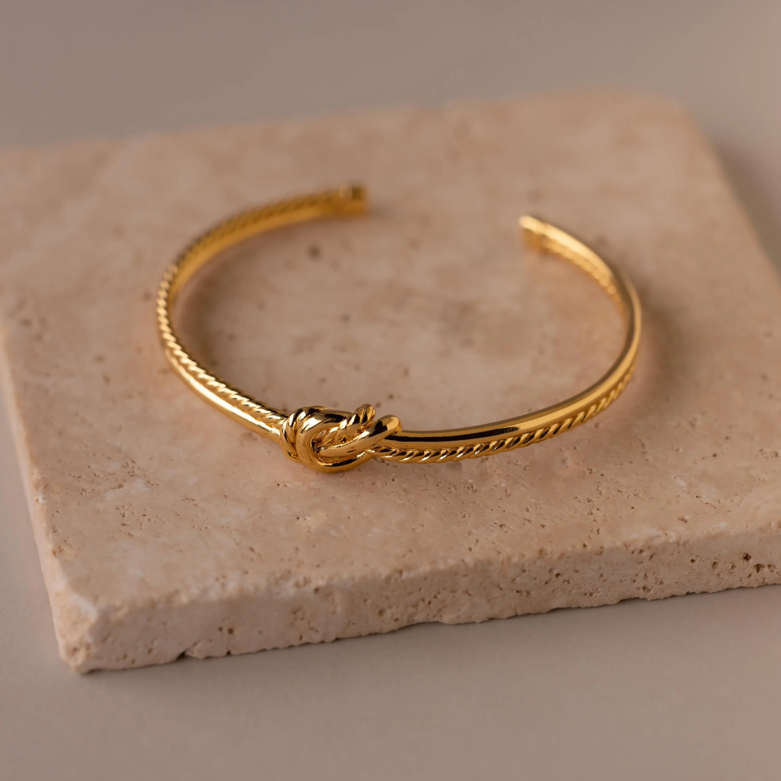 Duo Knot Bangle by Caitlyn Minimalist - Vintage Love Knot Cuff Bracelet for Women - Minimalist Gold Jewelry - Mother Daughter Gift