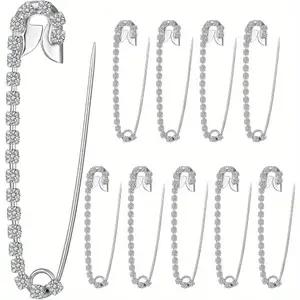 10 Pieces of Rhinestone Safety Pin Brooch, 2.3-inch Decorative Waist Buckle, Suitable for Clothing, Hats, Shoes, Scarves - Ideal Valentine's Day Birthday Gift, Clothing Decoration Buckle, DIY Crafts