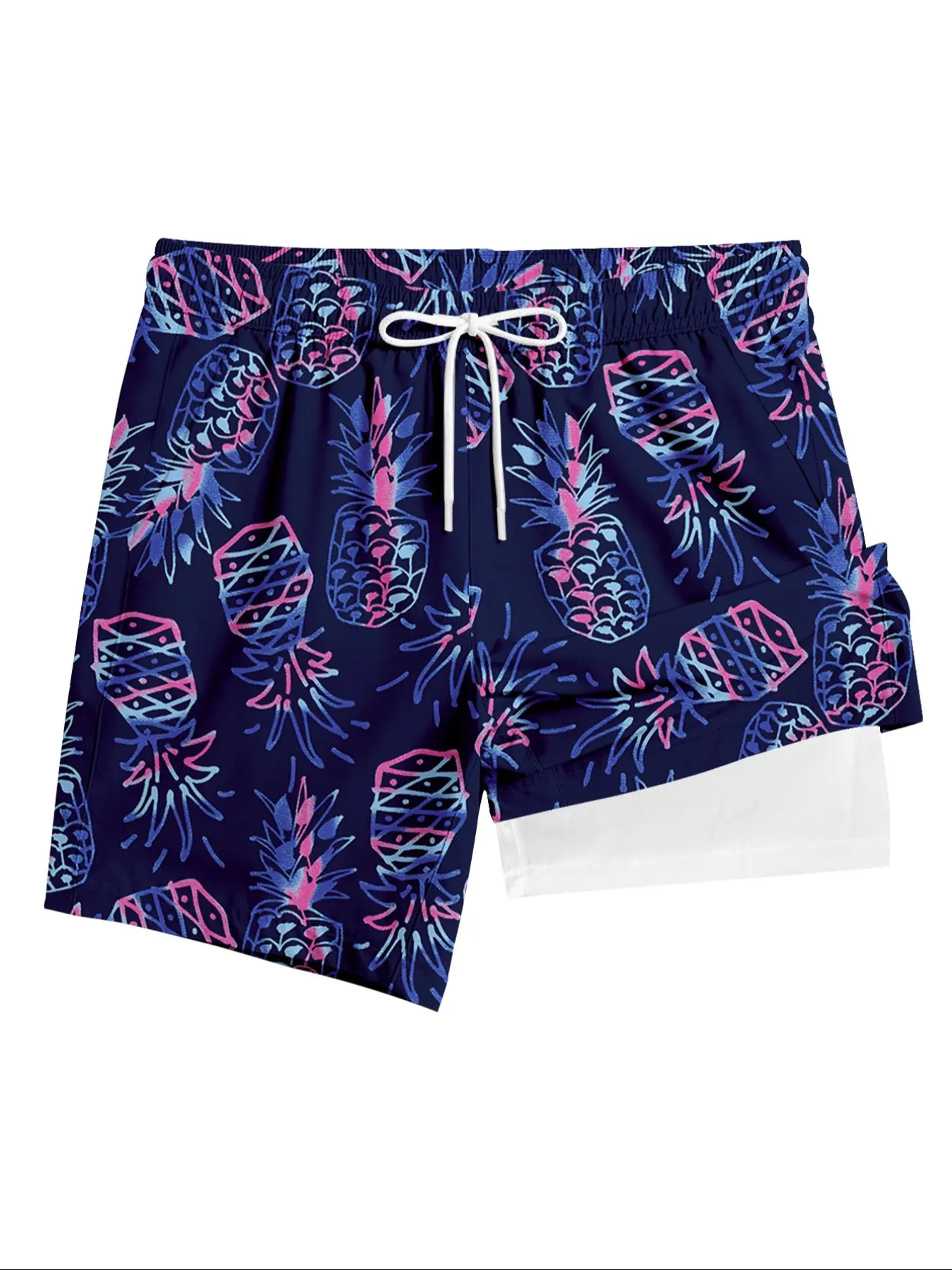 1 Piece Men's Pineapple - Printed Beach Shorts, casual vacation style, with inner lining & phone - friendly pockets. Ideal for beaches, pools & water - leisure scenarios, suiting fashion - forward & practical men