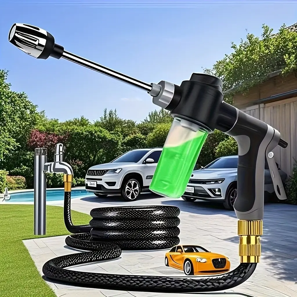 Power Pressure Washer Gun, Adjustable Nozzles, High Pressure Hose Spray, Garden Hose for Car Washing, Patio Cleaning, Lawn Watering, Car Wash Accessories, Car Wash Tool, Car Wash Equipment, Car Washing Supplies
