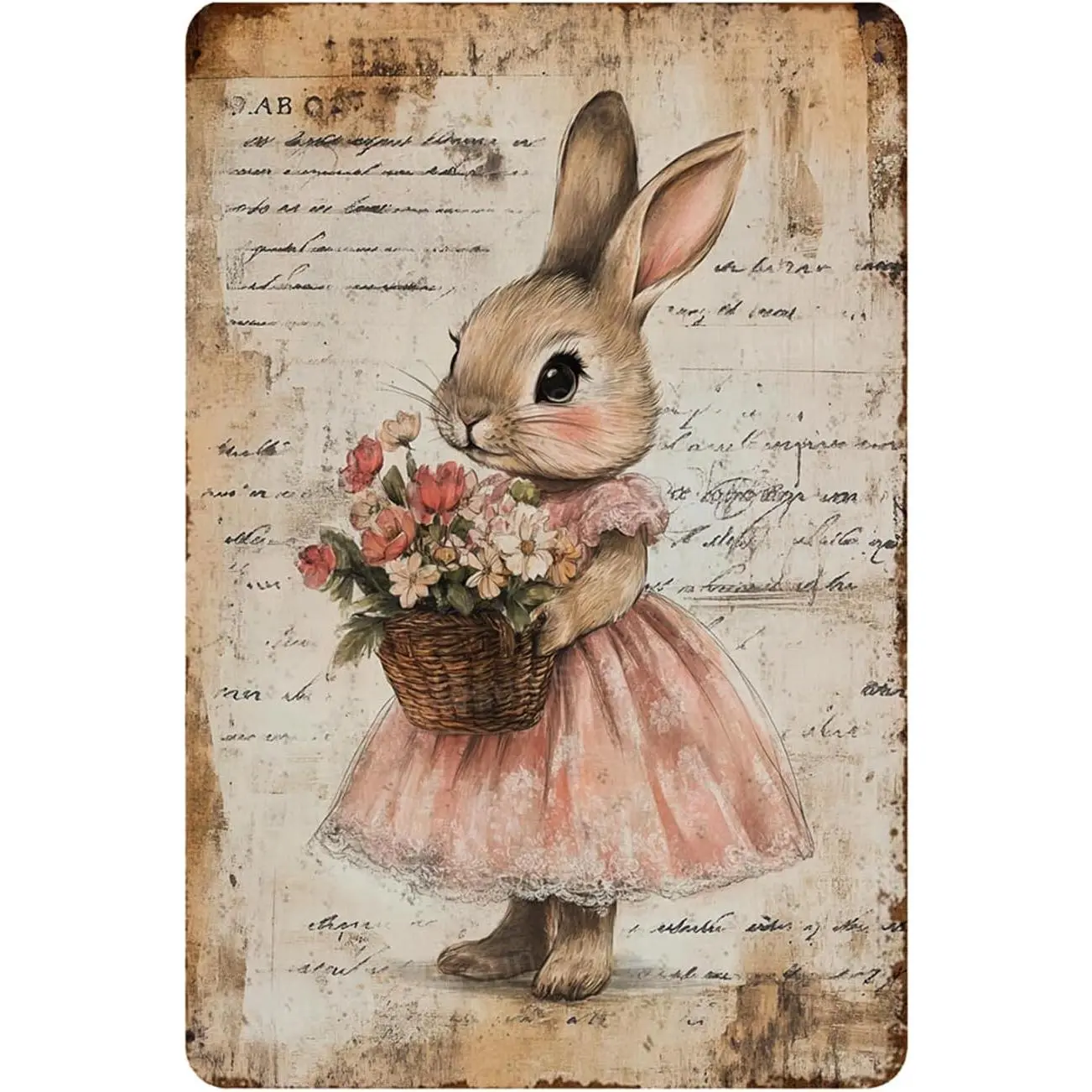 Easter Retro Sign Vintage Tin Sign Easter Rabbit Metal Sign Easter Decor for Home Bar Living Room Easter Wall Decor
