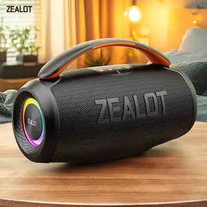 【ZEALOT】 Portable wireless speaker 50W,Bluetooth high fidelity sound and audio, RGB ambient light, outdoor IPX6 waterproof, TWS pairing,6000mAh long battery life,supports USB/TF card/AUX/BT smartphones.Ideal choice for family/car/party/camping/gift giving