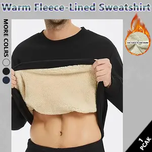 Men's autumn and winter warm thick round neck sweatshirt, soft fabric, resist the cold autumn and winter, autumn and winter cost-effective plus fleece sweatshirt, suitable for daily wear black fits