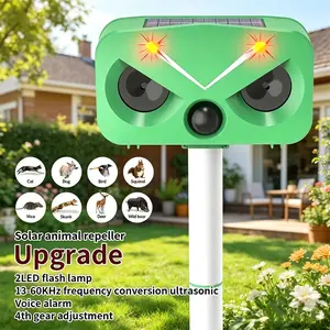 Solar Ultrasonic Animal Repeller – Outdoor IP66 Waterproof Pest Repellent, Garden Deterrent with LED Flashlight for Rodents, Birds, Cats, Dogs, Mice, Squirrels