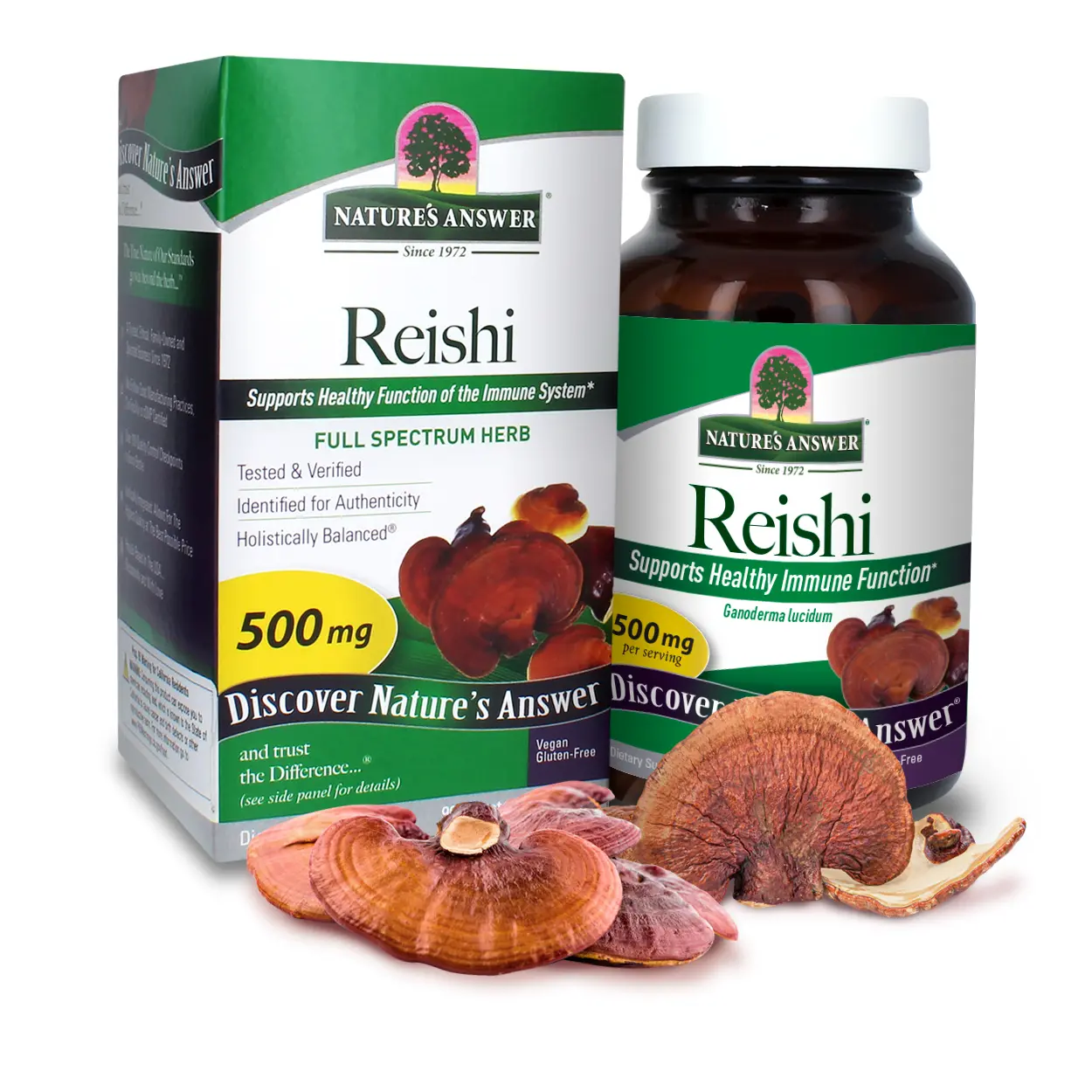 Nature's Answer Reishi Mushroom Mycelia Vegetarian Capsules, 90-Capsules | Immune Support | Promotes Cardiovascular Health | Liver Support | Vegan, Gluten-Free, Kosher | Single Count