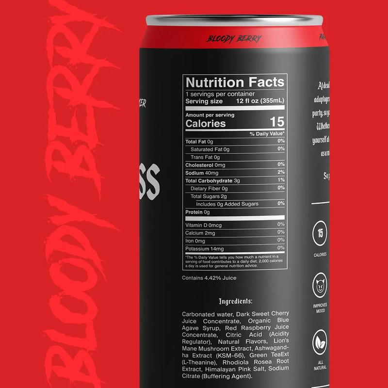 Bloody Berry 4-pack Adaptogens + Nootropics Sparkling Elixir All Natural