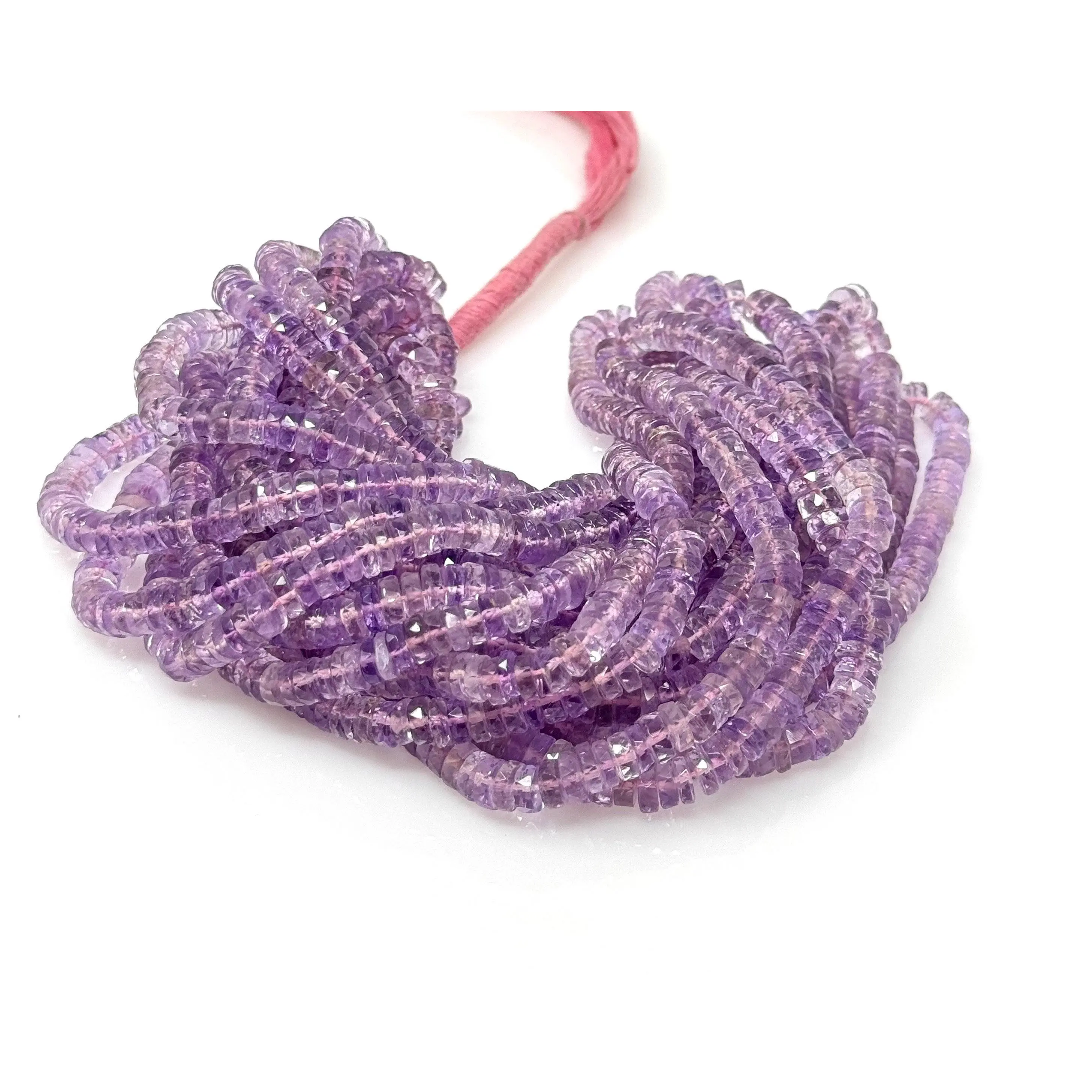 16” Amethyst Faceted Heishi Beads, Natural Gemstone Disc Beads, African Amethyst Tyre Shape Wholesale Beads, AAA Grade 6mm - 6.5mm