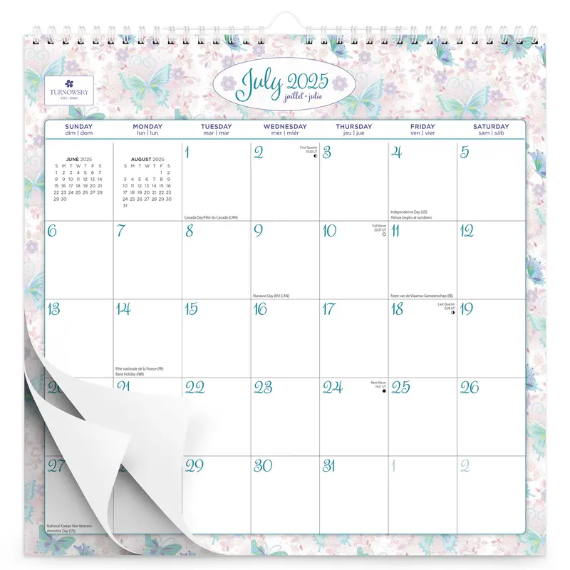 House of Turnowsky OFFICIAL | 2026 12 x 12 Inch (Hanging) 18 Months Monthly Square Wire-O Calendar | Sticker Sheet | July 2025 - December 2026 | Plato | Stationery Elegant Exclusive 1