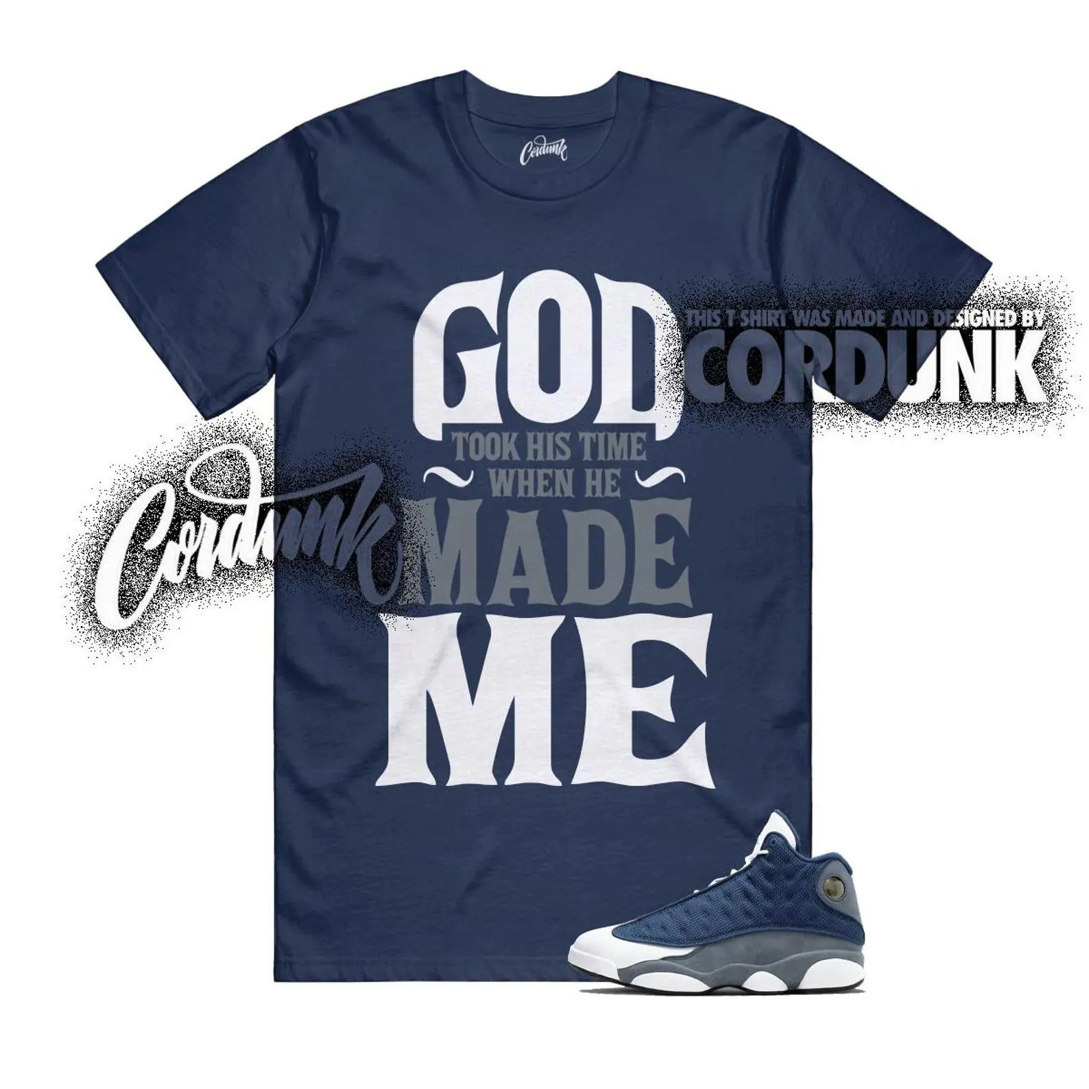 13 Flint Navy Grey Matching T Shirt, God Made Me Graphic Shirt, 90s Hip Hop Tee, Gift For Women and Man, Unisex T-Shirt, Sneaker Head Gift