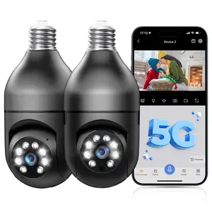 WESECUU Light Bulb Security Camera For Home, 2K PanTilt Wireless with 5G/2.4GHz ,Two-Way Talk,Color Night Vision, Body Tracking Alarm,Sound Alarm