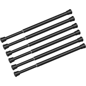 6 Pack 18 to 28 Inch Black Small Tension Curtain Rod No Drilling Adjustable Expandable Spring Rod for Windows Closets Doorway Kitchen
