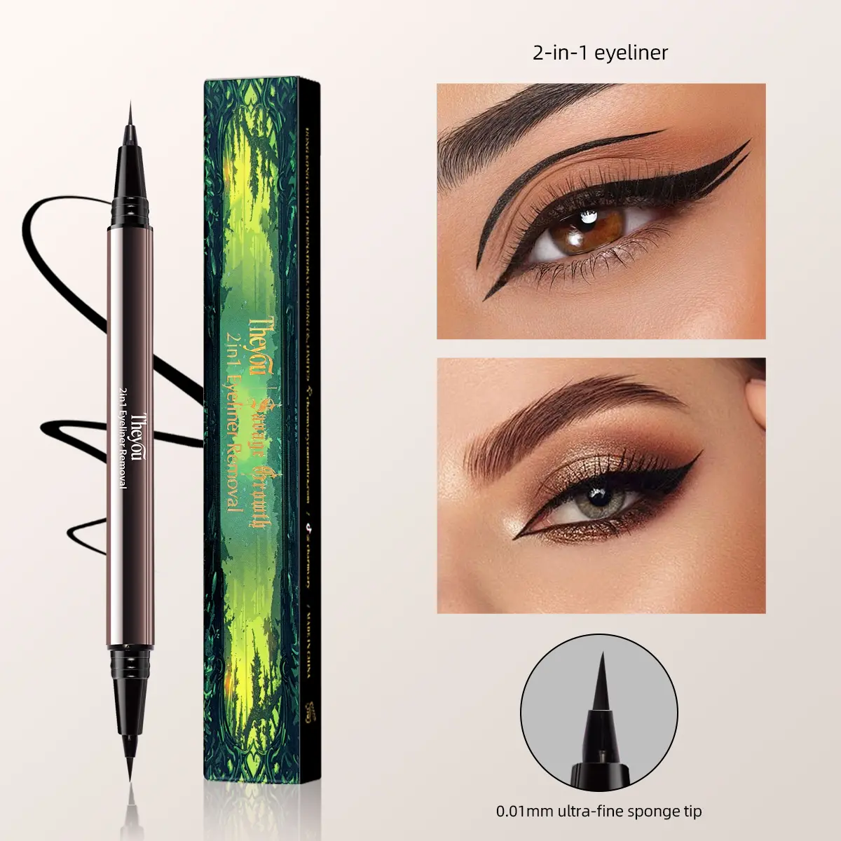 【The you】Silky Glide Dual-Ended Eyeliner | Waterproof & Smudge-Proof | 24H Weightless Wear