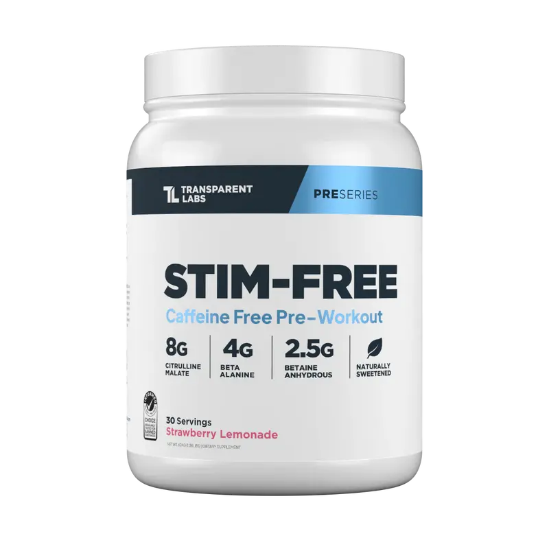 Transparent Labs Stim-Free Pre-Workout Powder - 8g Citrulline Malate, Beta-Alanine, Natural Flavor, Stevia-Sweetened Dietary Workout Supplement, Sugarless Fitness Endurance Supplement for Adults with Endurance Boost