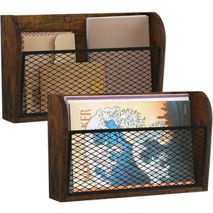 2 Packs Wall File Organizer Holder Hanging Wall Mounted File Paper Folder Rack for Office and Home